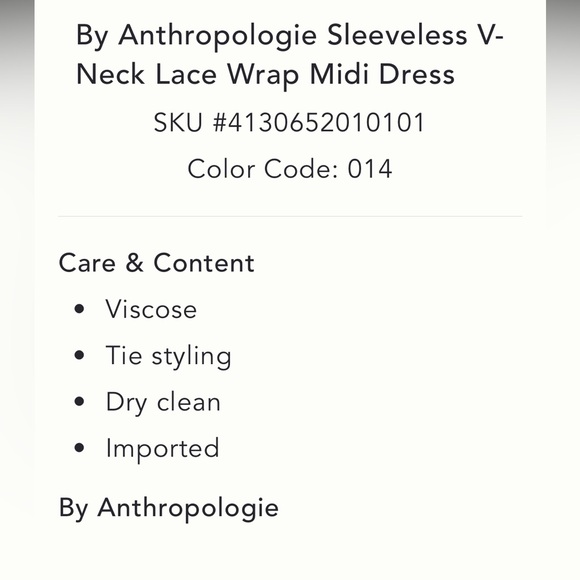Anthropologie NWT Sleeveless V- Neck Lace Wrap Midi Dress size XSP. - Picture 5 of 10